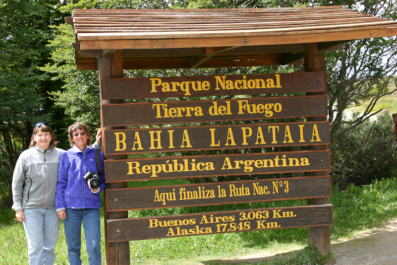 Jeanne and Sherry at southern most tip of South America